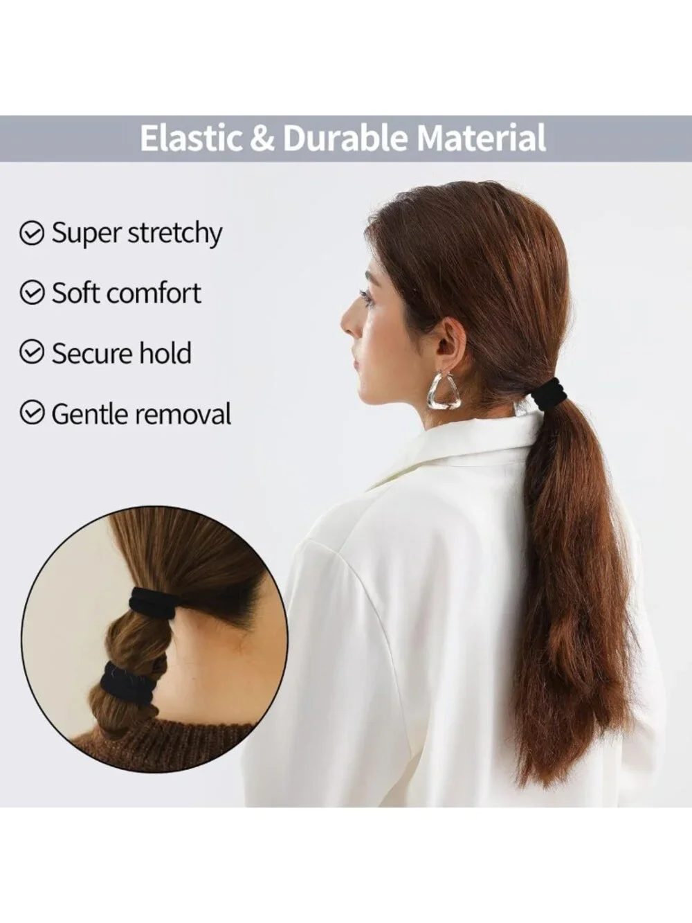 150 Pcs No Damage Elastic Hair Ties for Thick & Thin Hair, Soft Ponytail Holders
